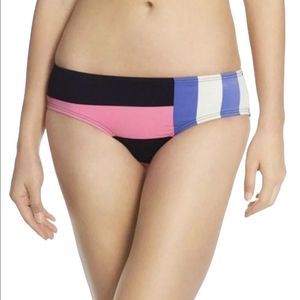 Kate Spade Hipster Striped Pink Black Bikini Bottom Swimsuit Size large